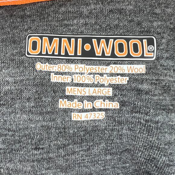 Omni Wool Mens Thermal Base Layer Top Gray Long Sleeve Crewneck Shirt Size L - Picture 9 of 11